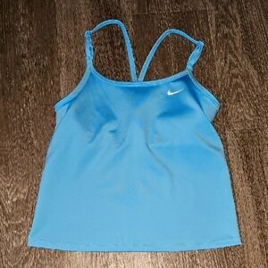 NIKE DRI-FIT Girls Youth Blue Active Tank Top, Nwots. Built In Bra Shelf. Medium